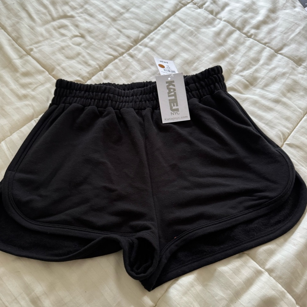 Katie J NYC NWT French Terry Gym Short - - Black Big Kid Size XL